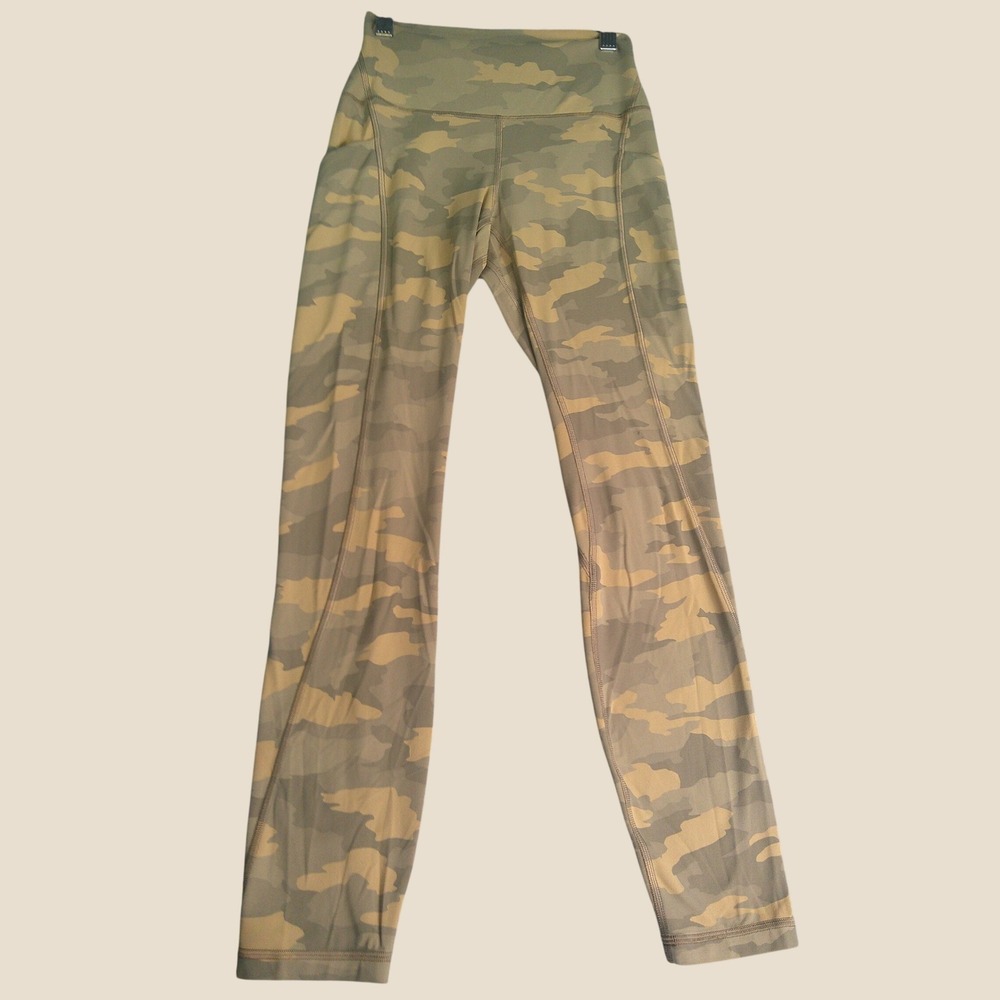 Lululemon Invigorate High Rise Leggings Heritage 365 Camo Tan/Brown Size 4